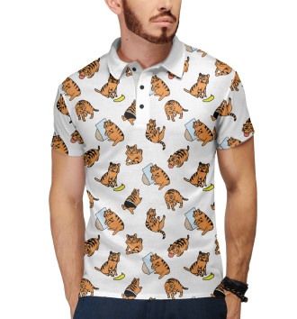 Мужское Рубашка поло Мемные тигры-котики