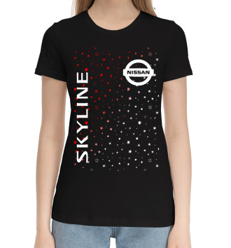 Женская Хлопковая футболка Nissan Skyline - Звезды