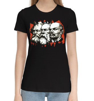 Женская Хлопковая футболка Ленин Маркс Энгельс