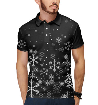 Мужское Рубашка поло Новогодние снежинки