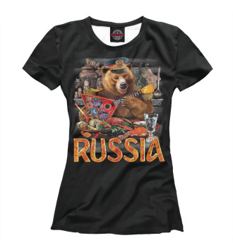 Женская Футболка RUSSIA (Русский Медведь)