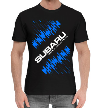 Мужская Хлопковая футболка Subaru Racing - Глитч