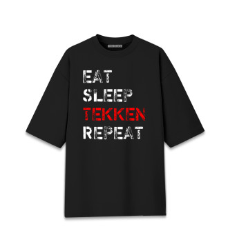 Женская Хлопковая футболка оверсайз Eat Sleep Tekken Repeat