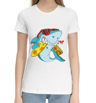 Женская Хлопковая футболка Стильная акула
