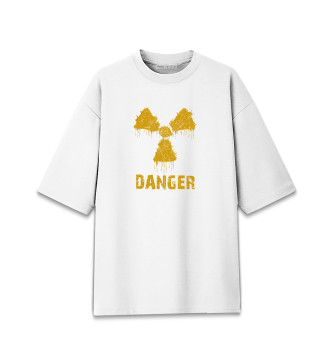Мужская Хлопковая футболка оверсайз Радиация опасность