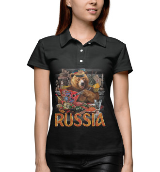 Женское Поло RUSSIA (Русский Медведь)