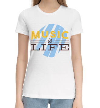 Женская Хлопковая футболка Music