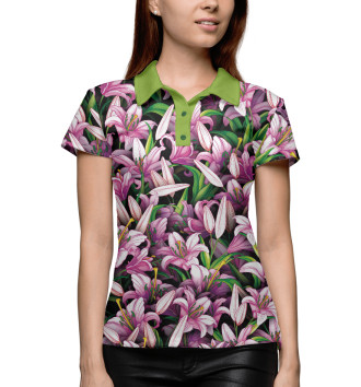 Женское Рубашка поло Лилии цветут